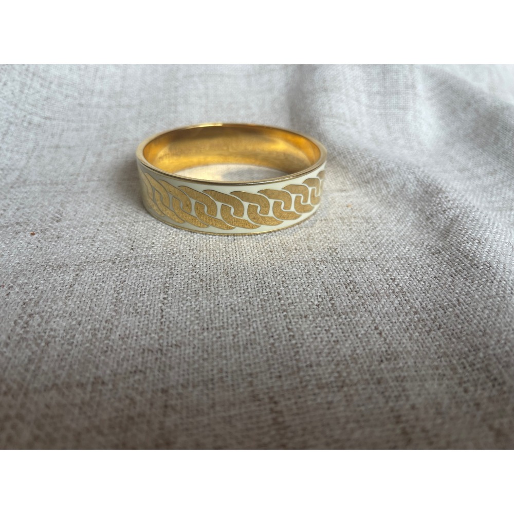 Vintage Kate Spade Putting on the Ritz Enamel Bangle Gold Cream Chain Link